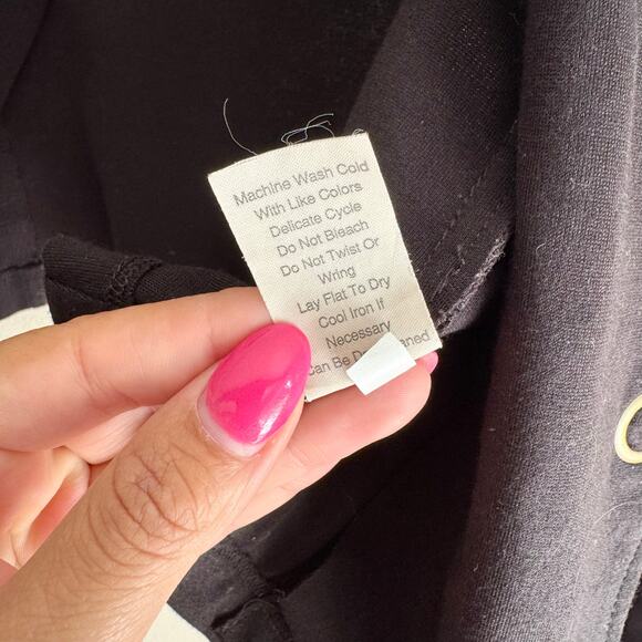 Cabi Black + Gold Grommet Ponte Knit Cropped Moto Jacket Small Edgy Punk - Picture 6 of 9
